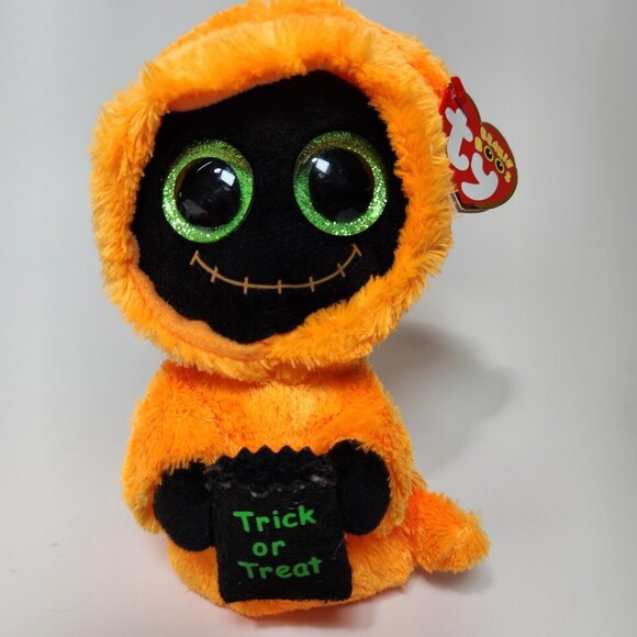 Ty Seeker Spooky Plush Toy Halloween Goblin Green Sparkle Eyes Tags - Picture 8 of 8
